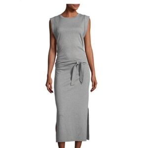 Vince Wrap Waist Cotton Jersey Sleeveless Midi Dress in Heather Grey Sz S